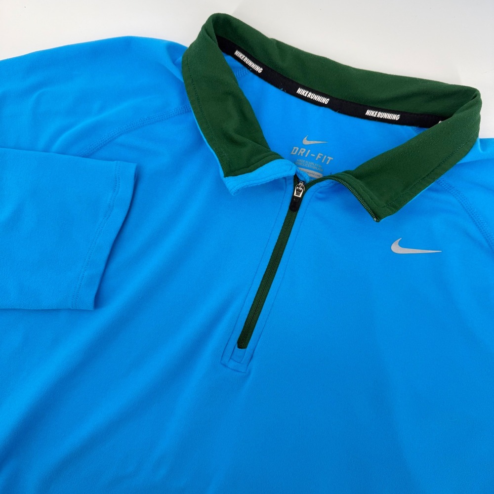 Nike Running Pullover Mens‎ XL Blue Dri-FIT Quarter Zip Long Sleeve Top